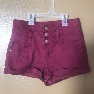 Maroon high waisted shorts